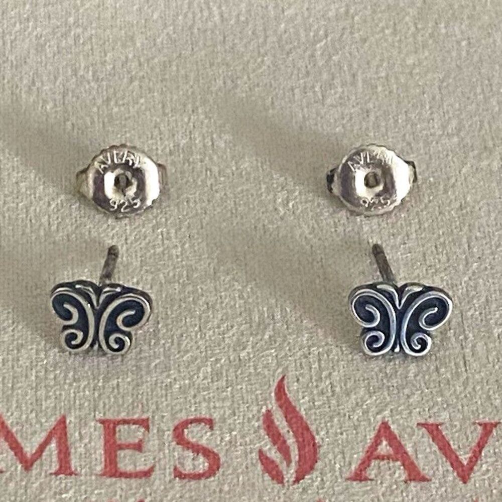 James Avery Retired Sterling Silver Tiny Garden Butterfly Stud Earrings
